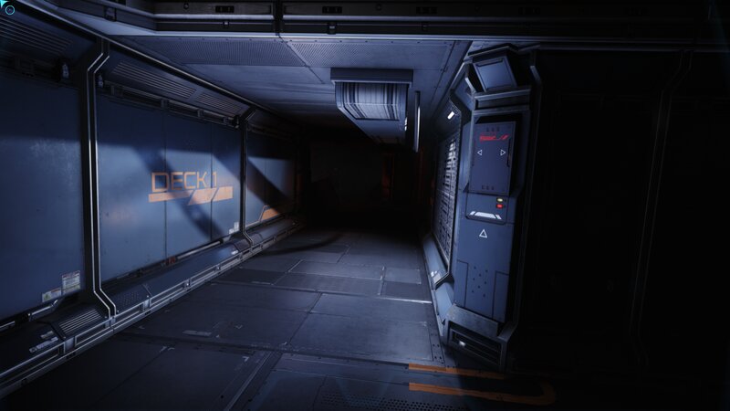 Futuristic Corridor — Blue, Dark, Industrial