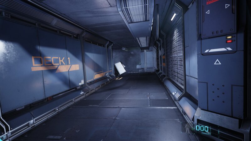 Futuristic Corridor — Blue, Dark, Tense