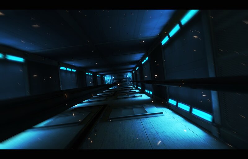 Futuristic Corridor — Blue, Dark
