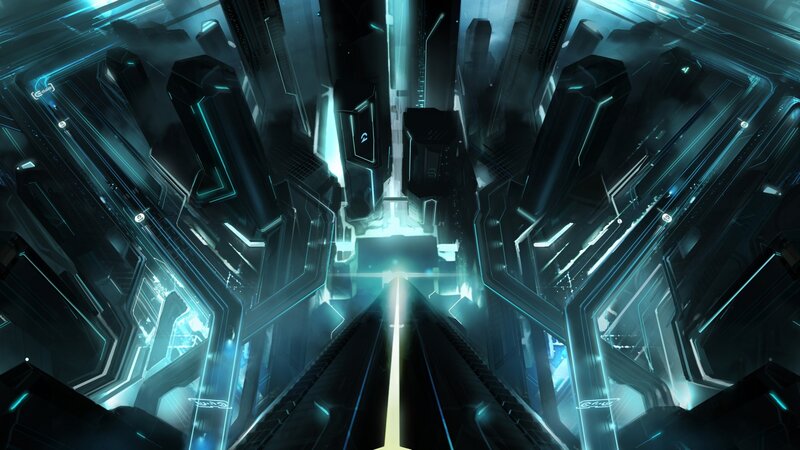 Futuristic Corridor — Blue, Dramatic