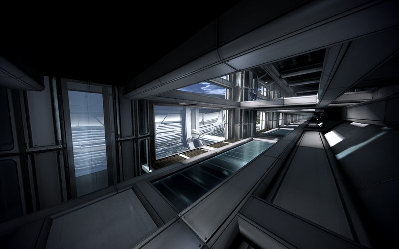Futuristic Corridor — Gray, Dark