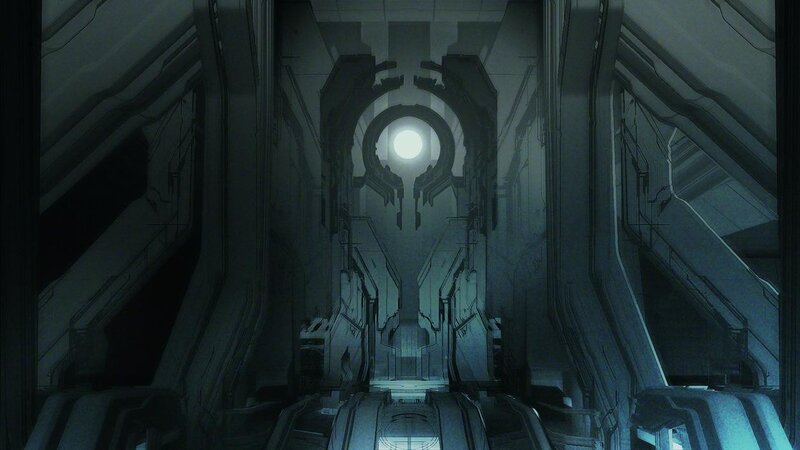 Futuristic Corridor — Gray, Dramatic
