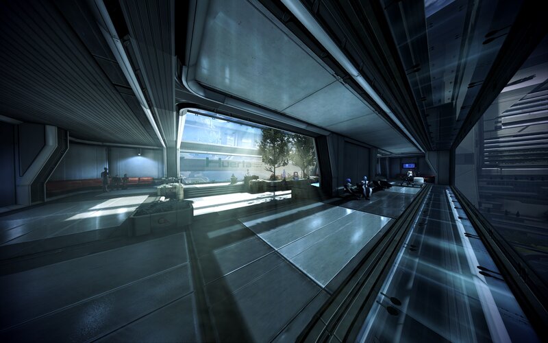 Futuristic Corridor Interior — Gray, Serene