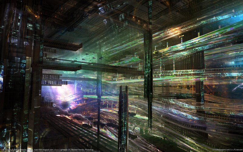 Futuristic Corridor Interior — Green
