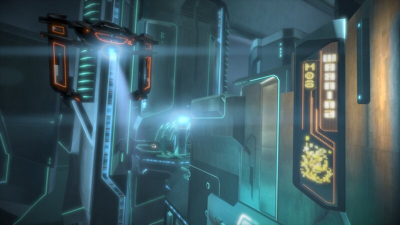 Futuristic Corridor Interior — Teal, Dark, Futuristic