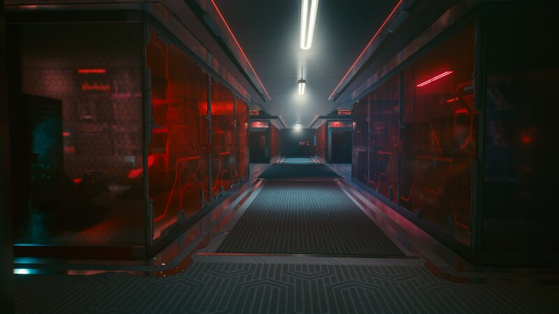 Futuristic Corridor — Red, Dark, Futuristic