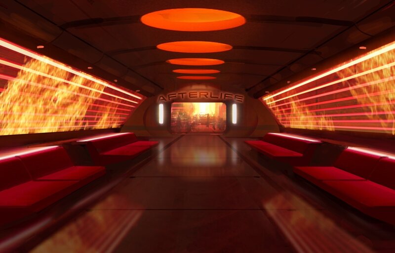 Futuristic Corridor — Red, Dramatic