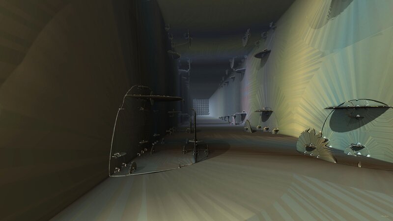 futuristic corridor with alien structures