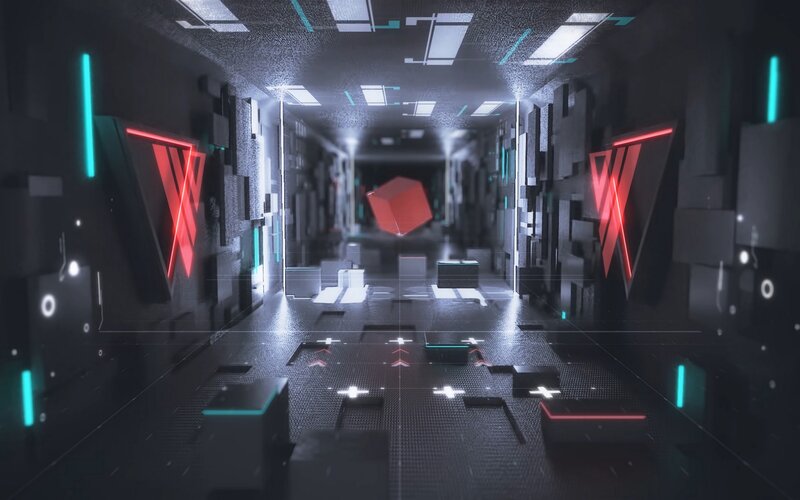Futuristic Corridor with Cubes