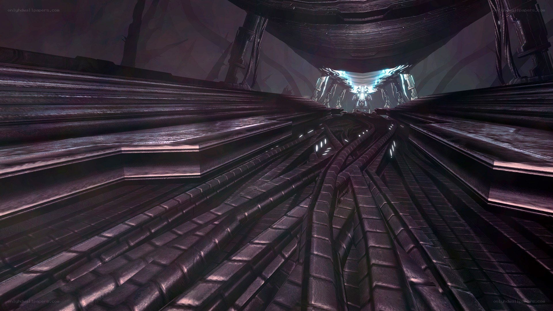 futuristic corridor with glowing light