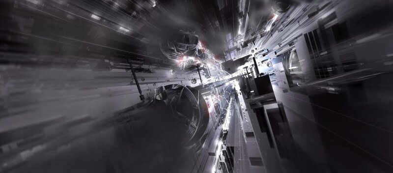 Futuristic Corridor with Lightning