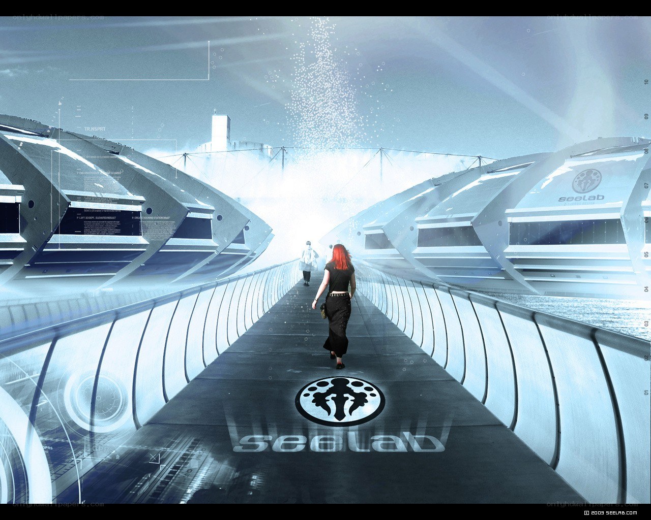 futuristic corridor with people