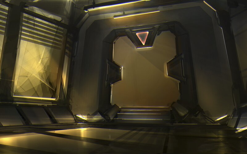 Futuristic Corridor — Yellow, Dramatic