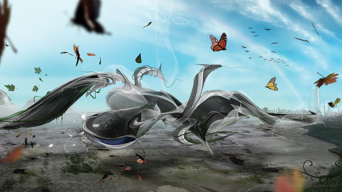 Futuristic creature in a surreal landscape