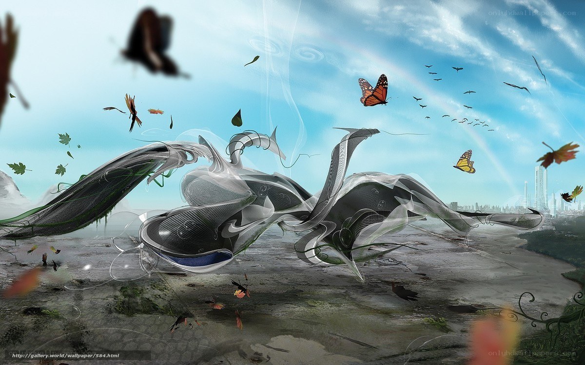 Futuristic creature in a surreal landscape