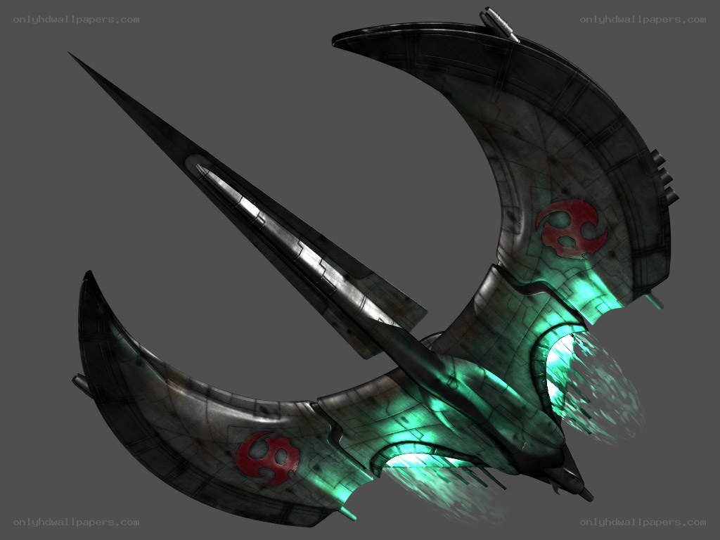 futuristic crescent-shaped spacecraft