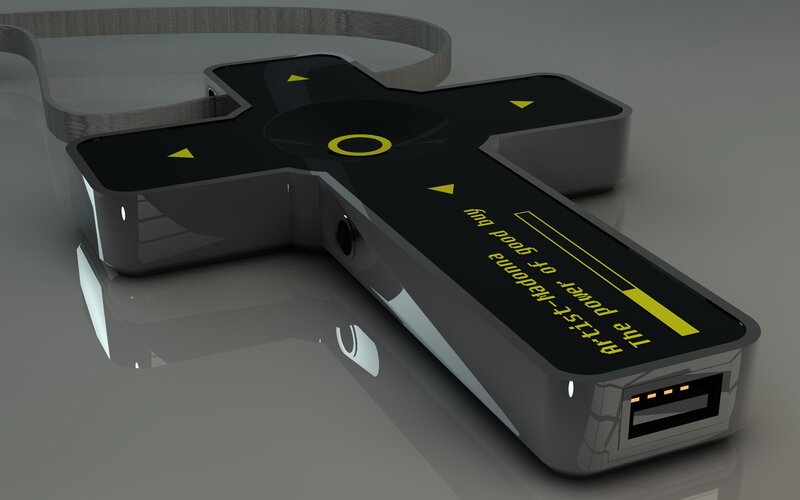 futuristic cross-shaped device