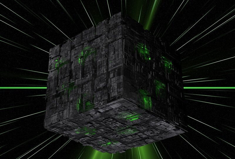 futuristic cube in space