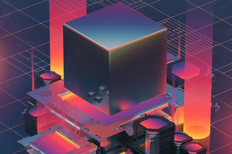 Futuristic Cube Structure — Purple