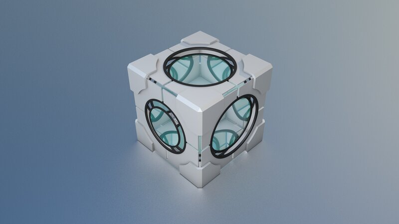 futuristic cube with circular windows