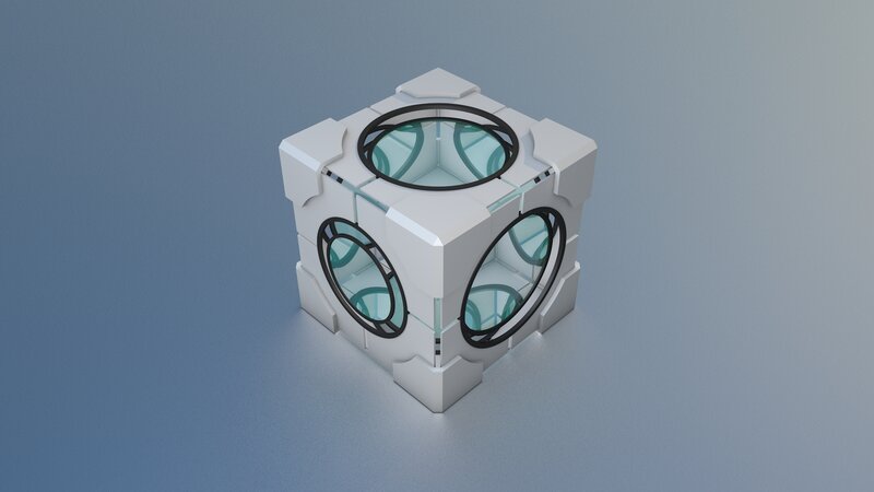 futuristic cube with circular windows