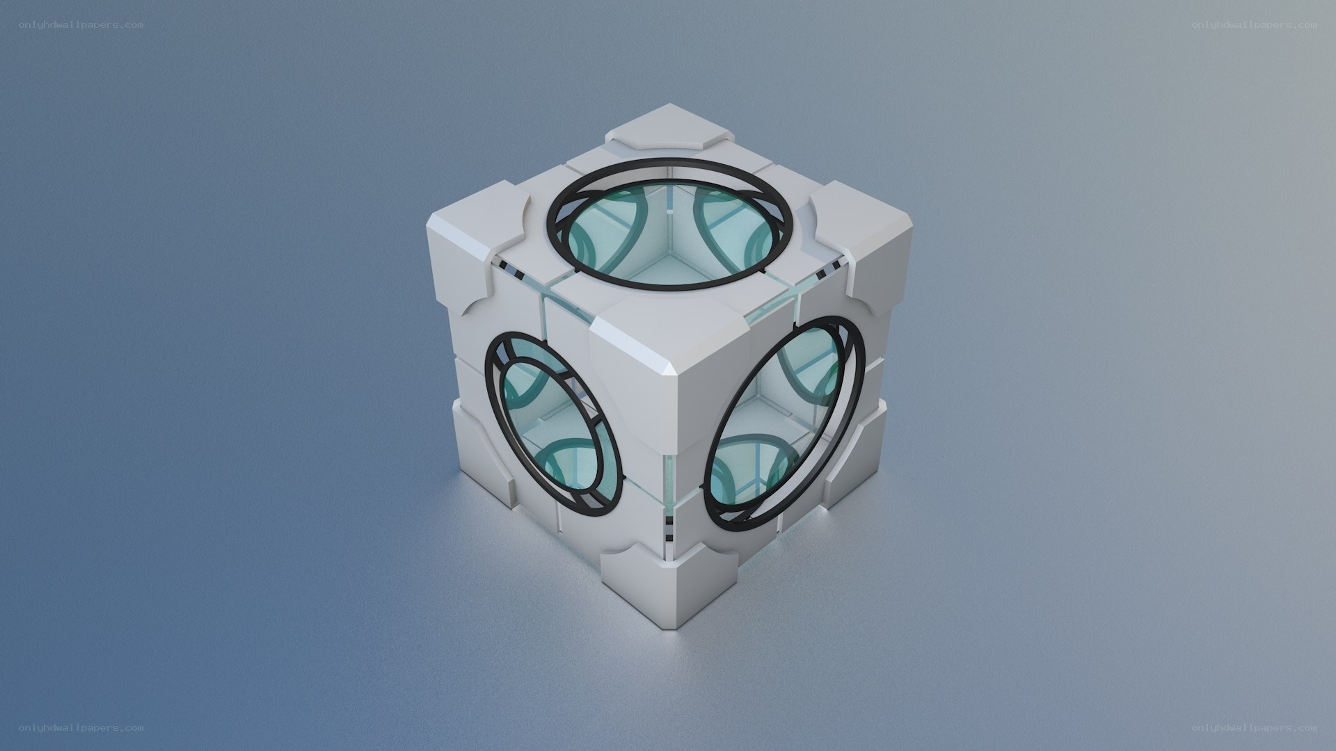 futuristic cube with circular windows