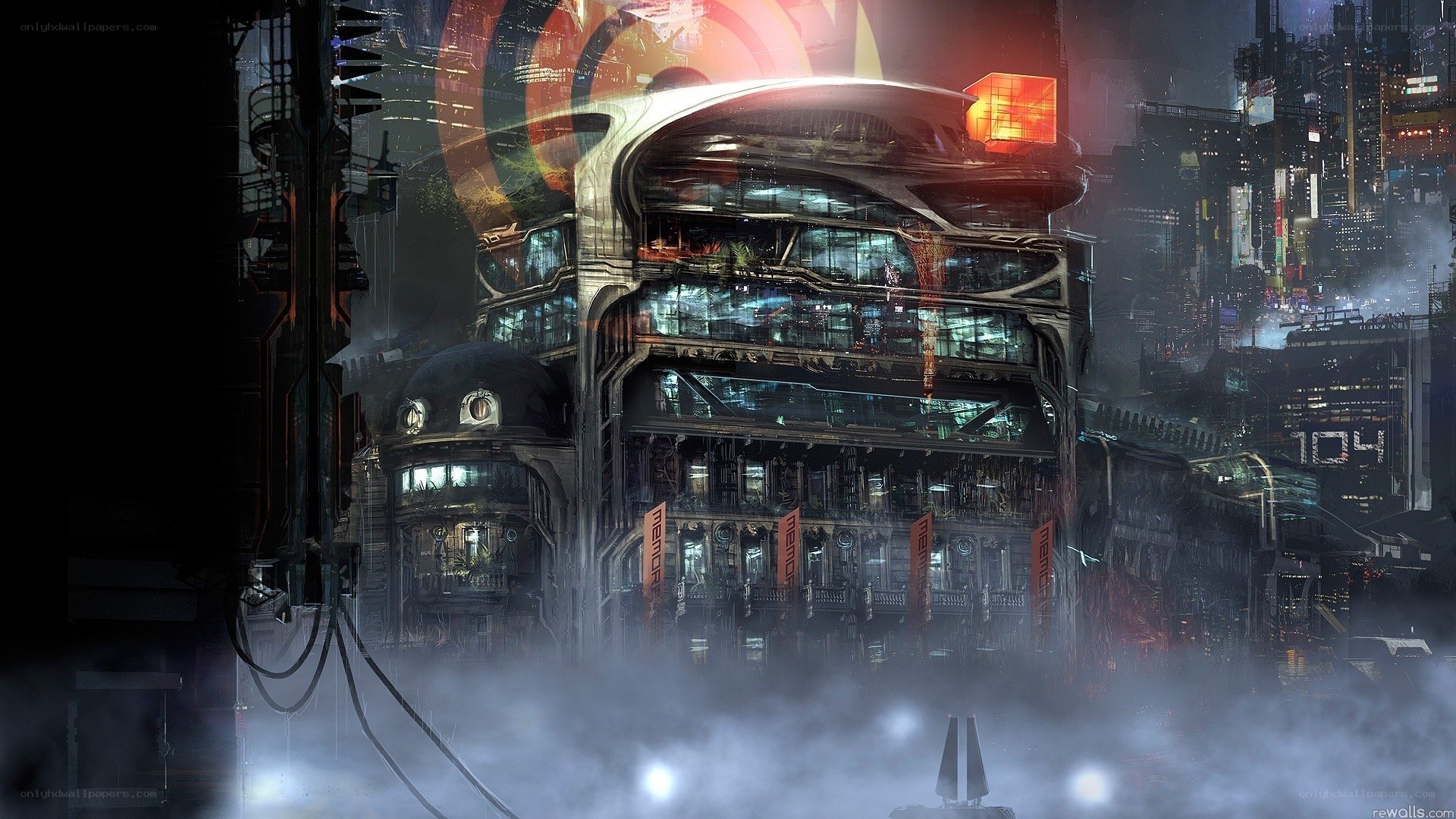 futuristic cyberpunk cityscape