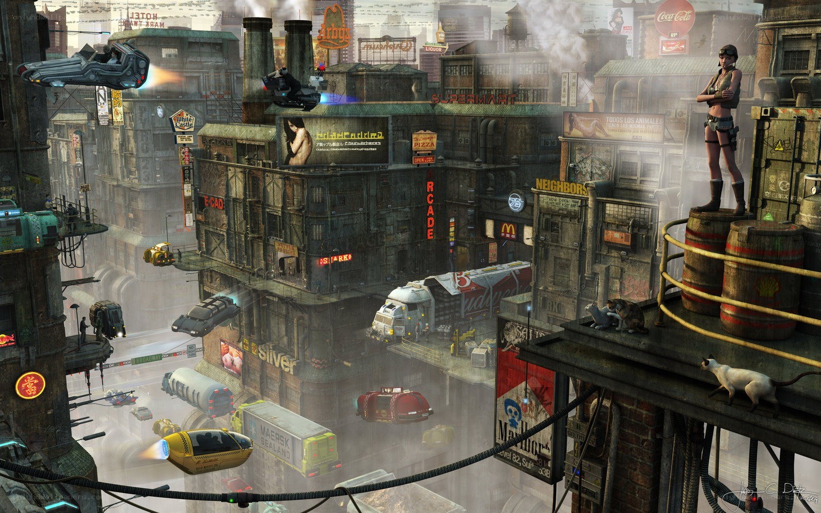 futuristic cyberpunk cityscape
