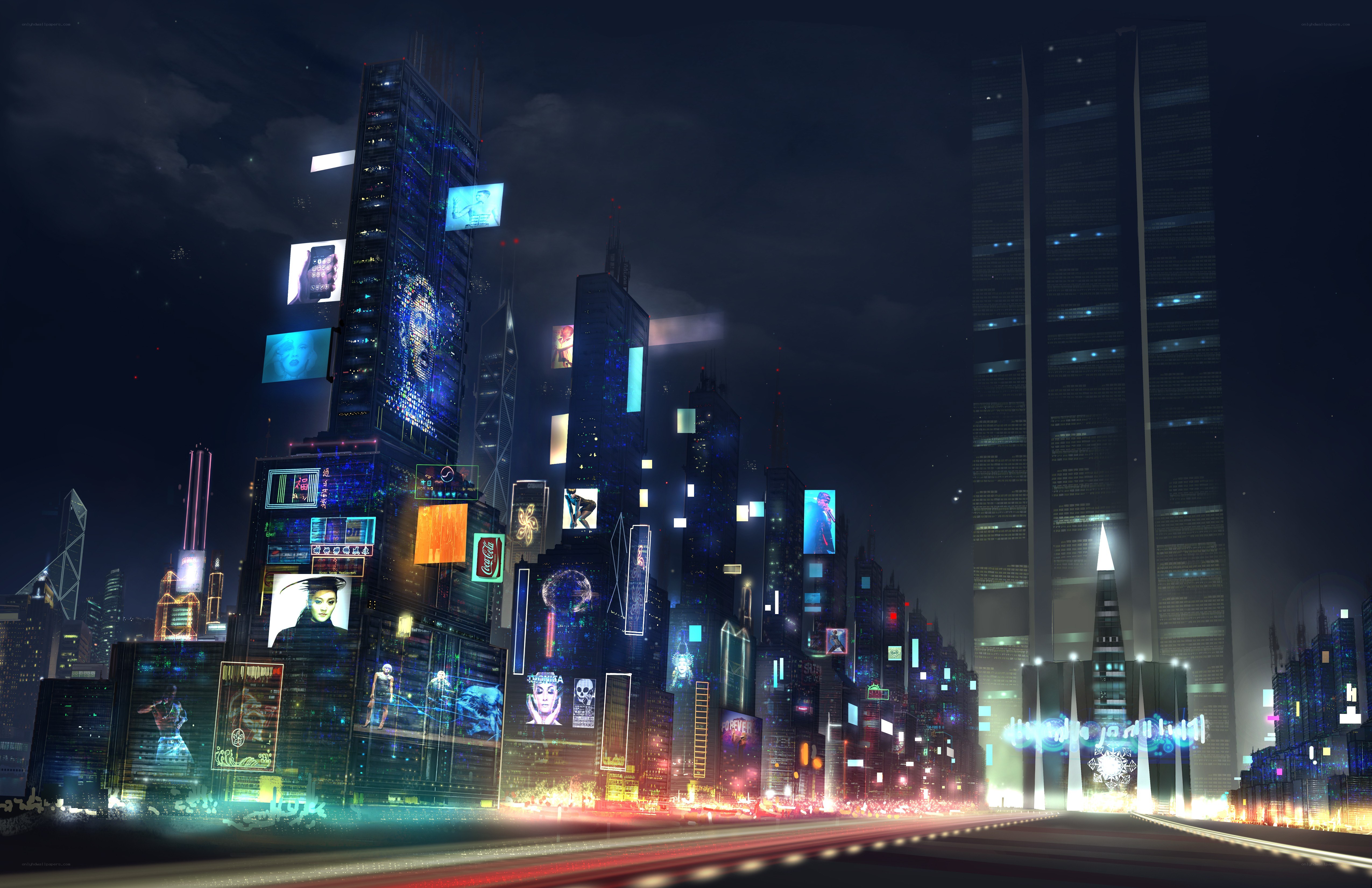 futuristic cyberpunk cityscape