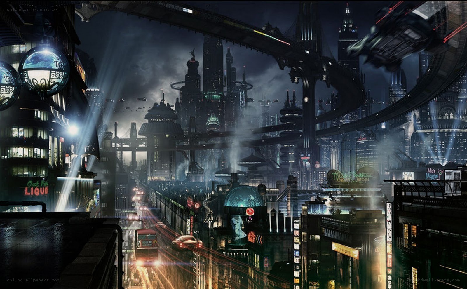 futuristic cyberpunk cityscape
