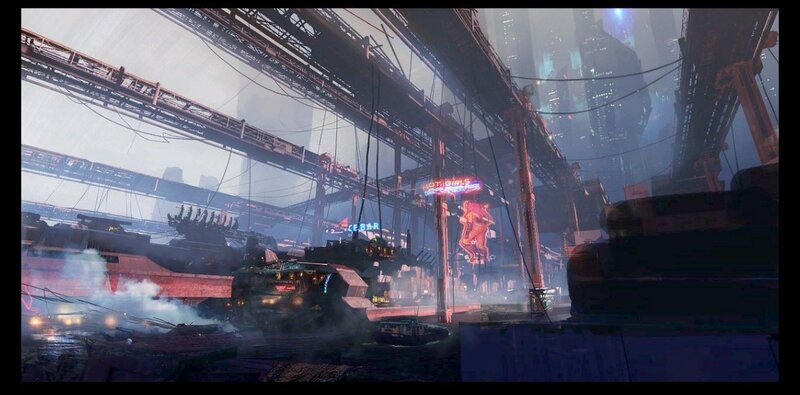 futuristic cyberpunk cityscape