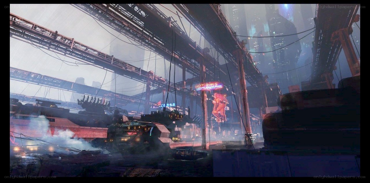 futuristic cyberpunk cityscape