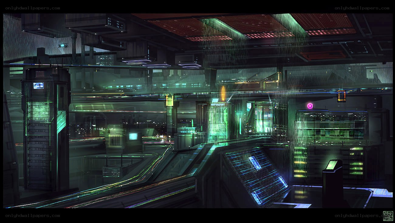 futuristic cyberpunk cityscape