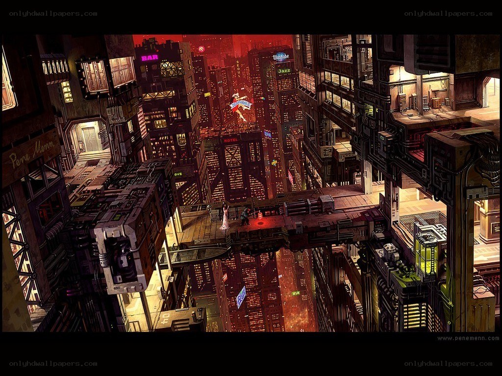 futuristic cyberpunk cityscape
