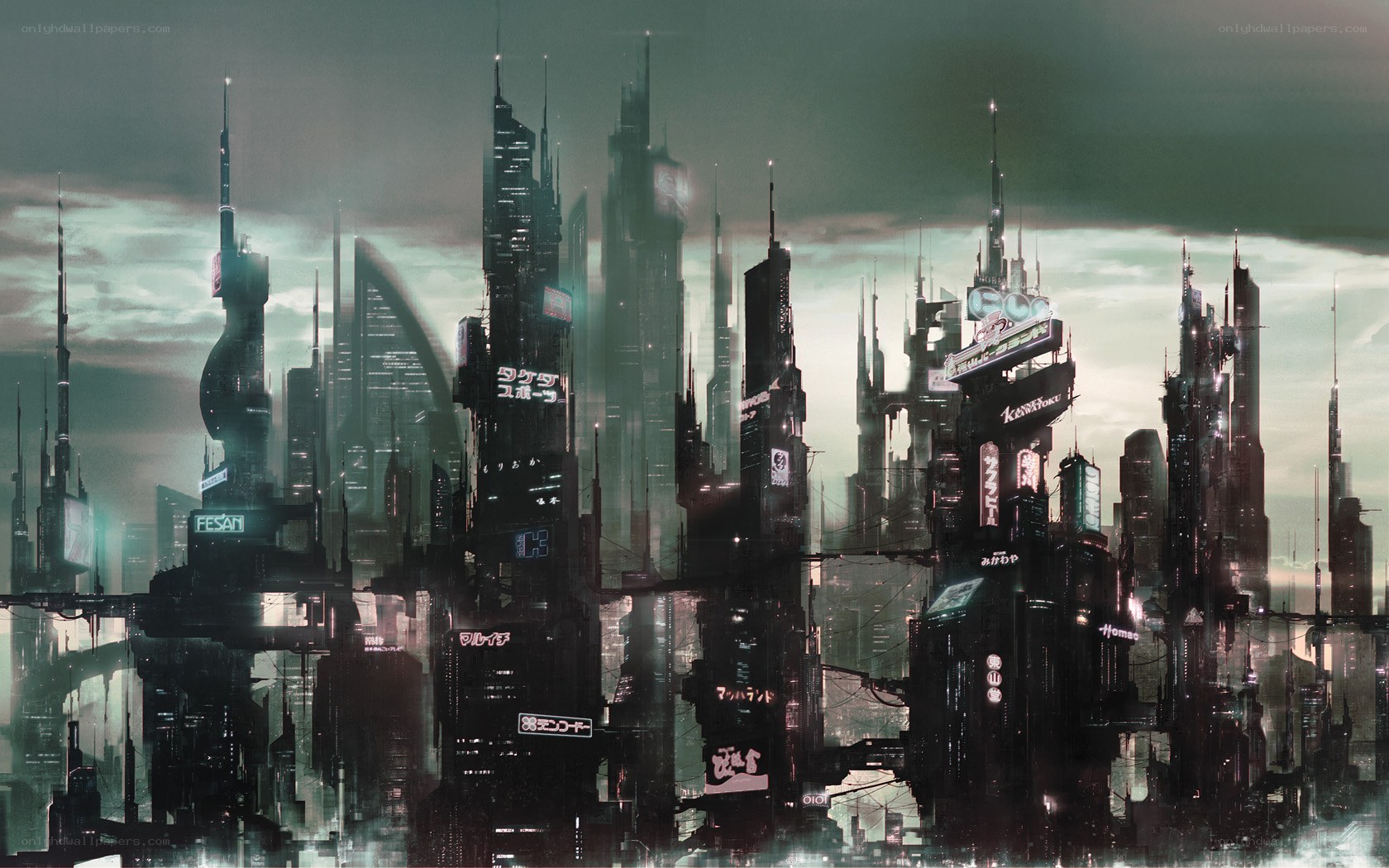 futuristic cyberpunk cityscape