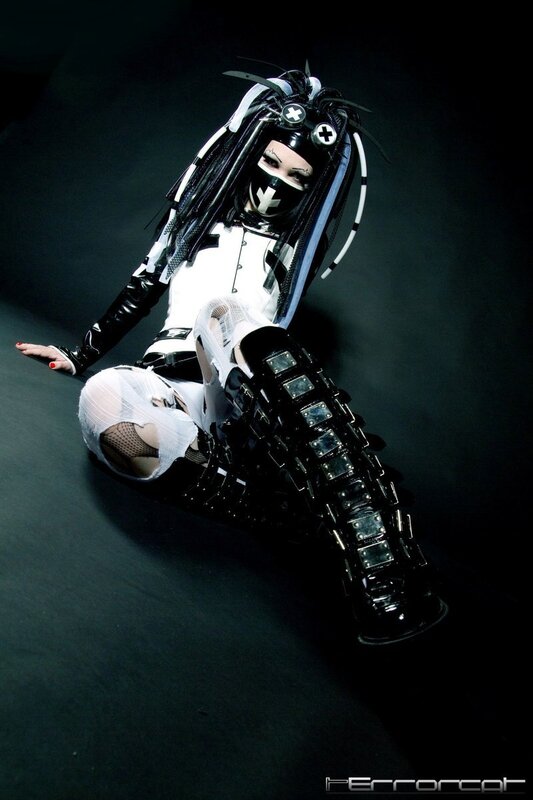 futuristic cyberpunk cosplayer