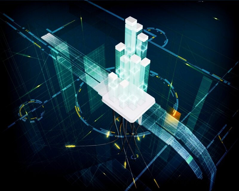 futuristic data network visualization