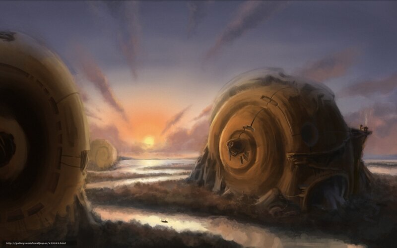 Futuristic desert landscape
