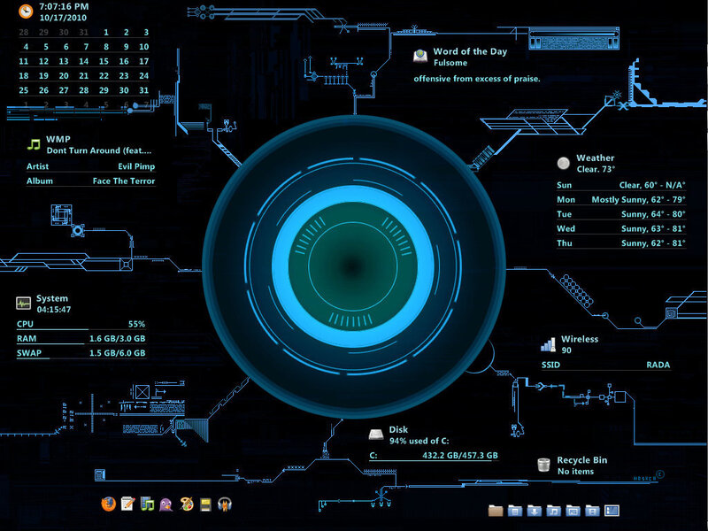 futuristic desktop dashboard
