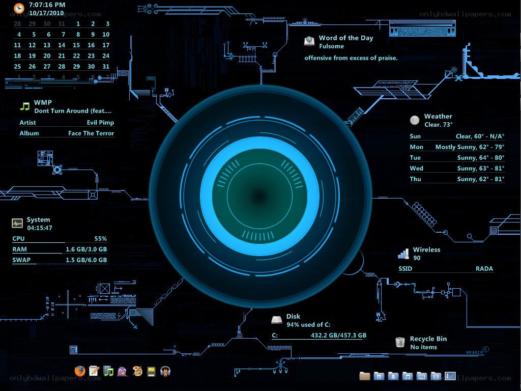 futuristic desktop dashboard