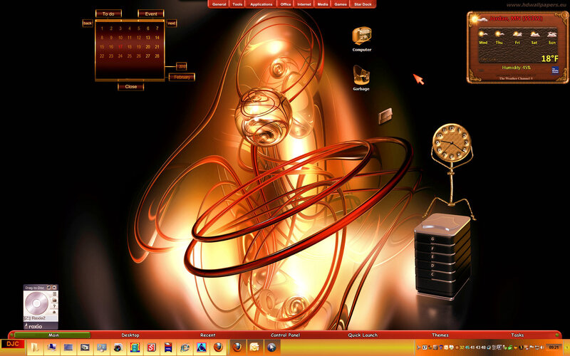futuristic desktop with abstract art