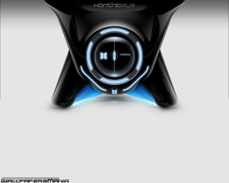 futuristic device with blue lights