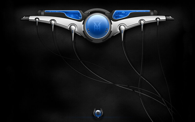 Futuristic Device with Earbuds — Black