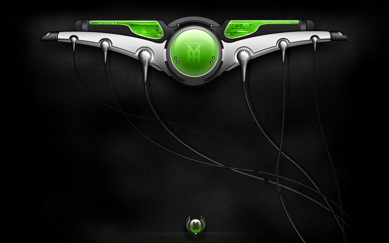 Futuristic Device with Earbuds