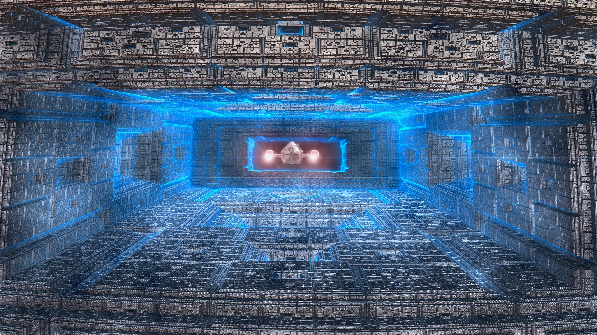 futuristic digital corridor