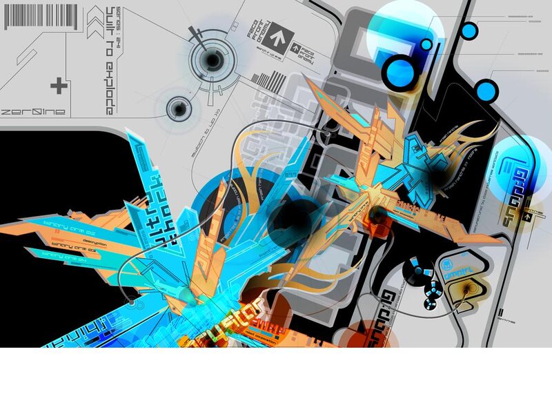 Futuristic Digital Explosion — Blue