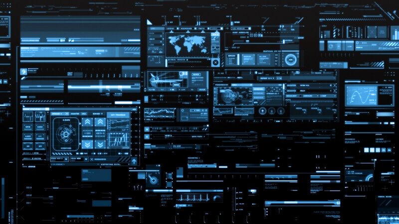 Futuristic Digital Interface — Blue, Black