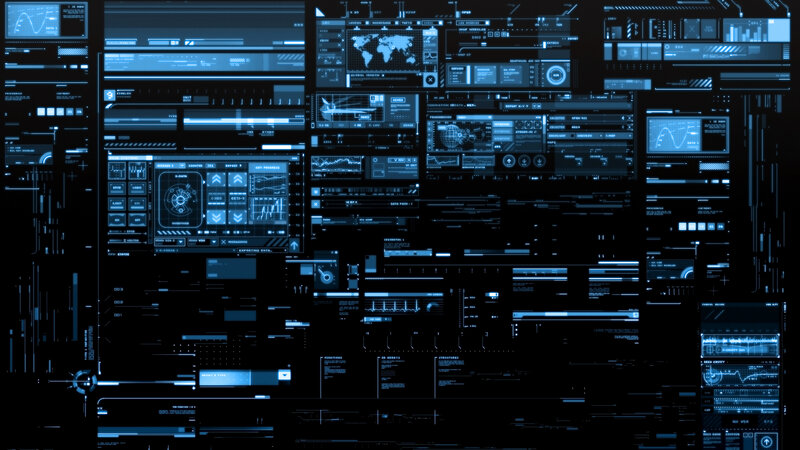 Futuristic Digital Interface — Blue, Data Panels