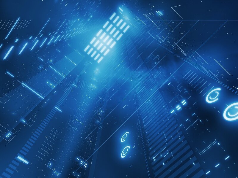 Futuristic Digital Network — Blue