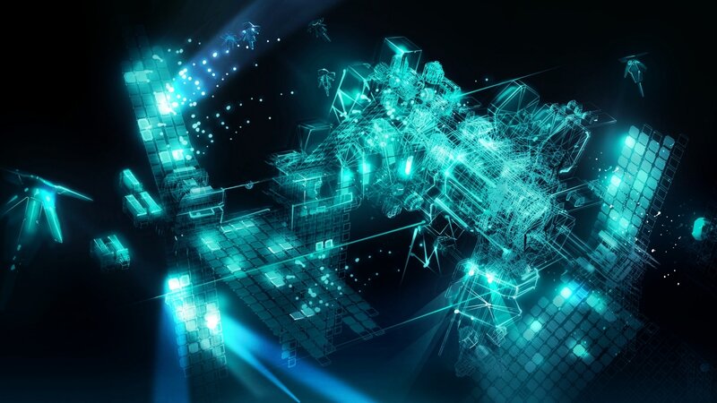 futuristic digital space station